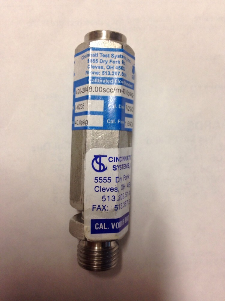 Cincinnati Test Systems 420-2048.00scc/m-40.0psig-21, EX0I6235, I-6235, #1645P4