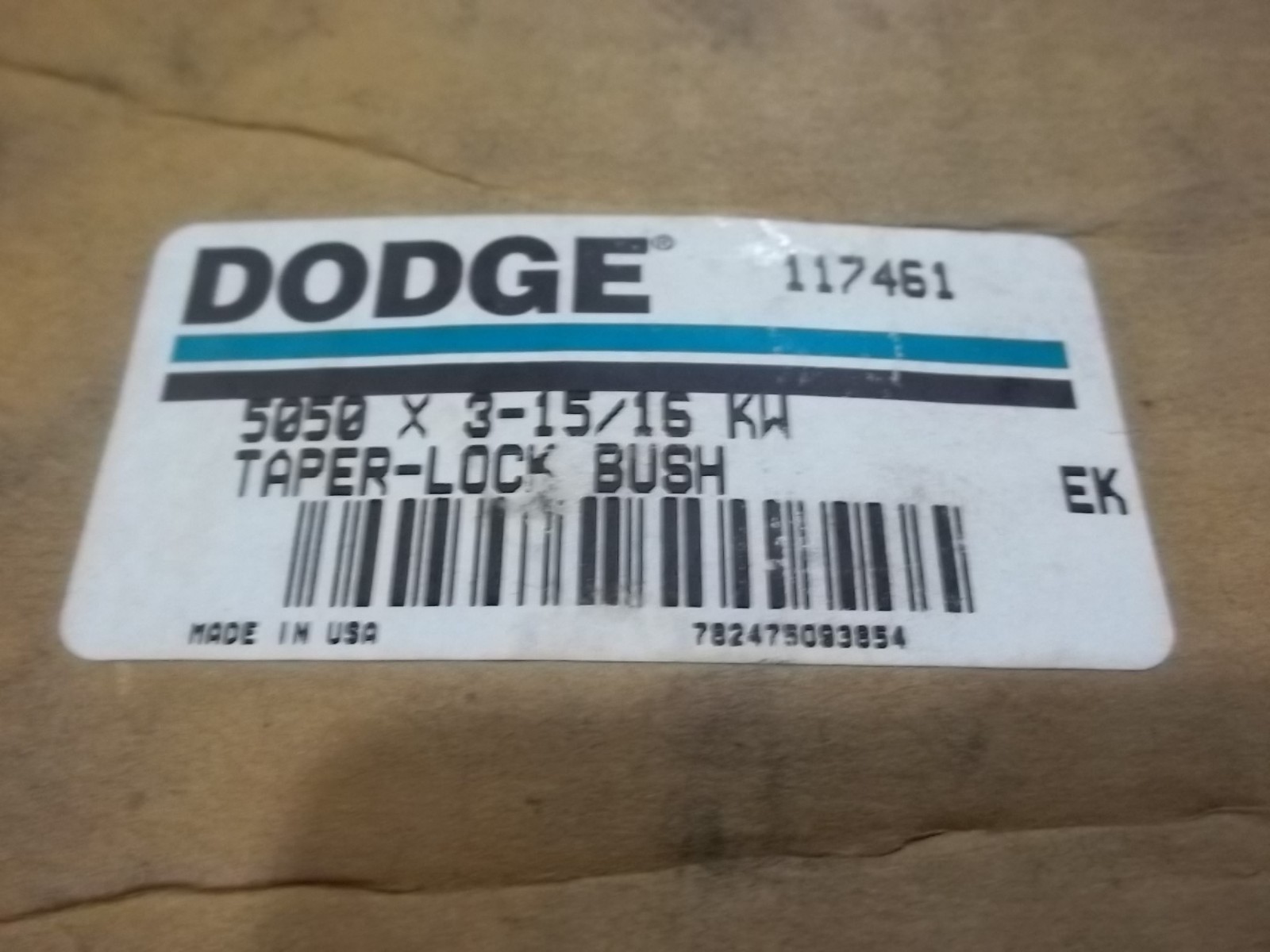 NIB DODGE 117461 5050 X 3-15/16 KW TAPER LOCK BUSHING FACTORY SEALED BOX (F6)