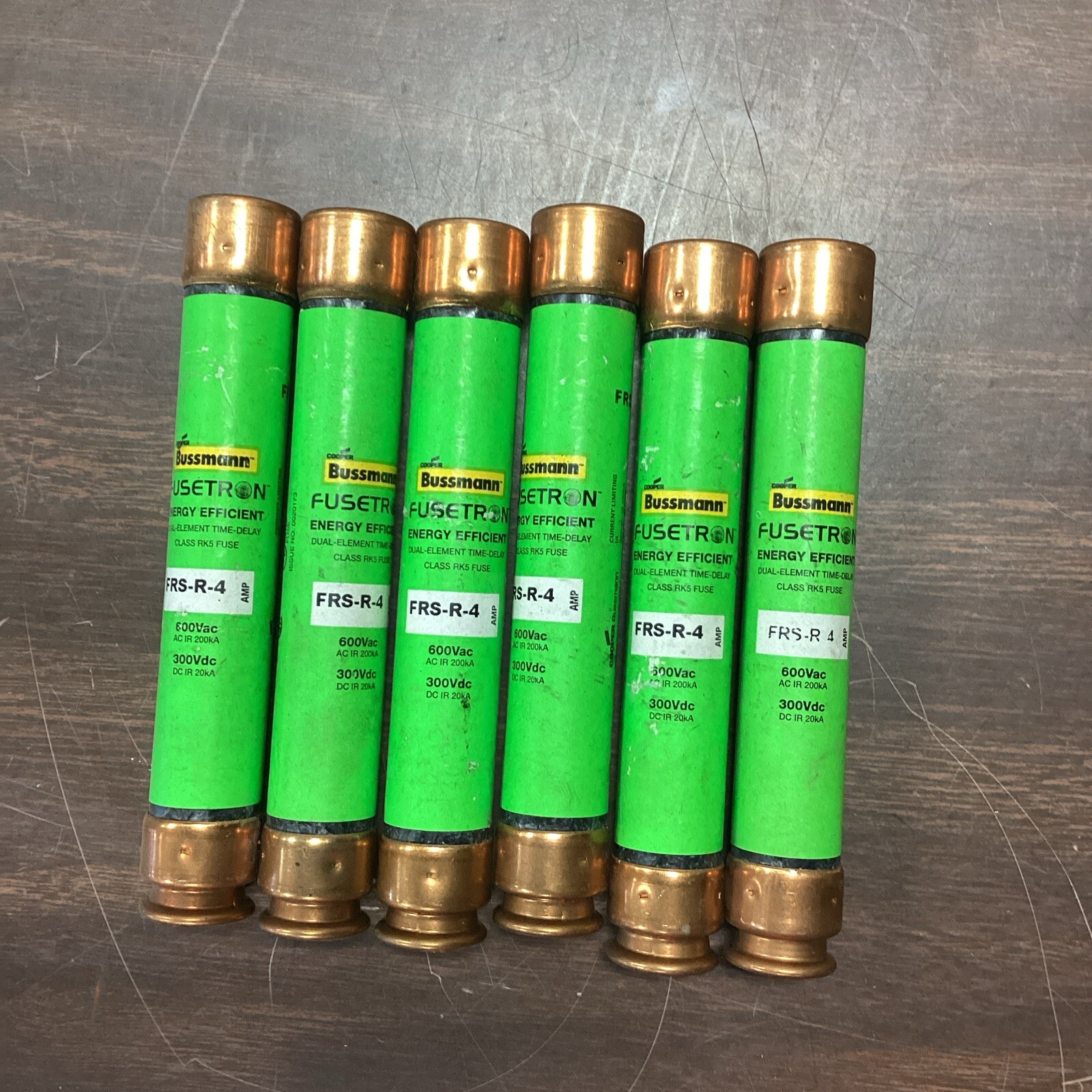 Lot of 6 Bussmann Fusetron Energy Efficient FRS-R-4 Fuses