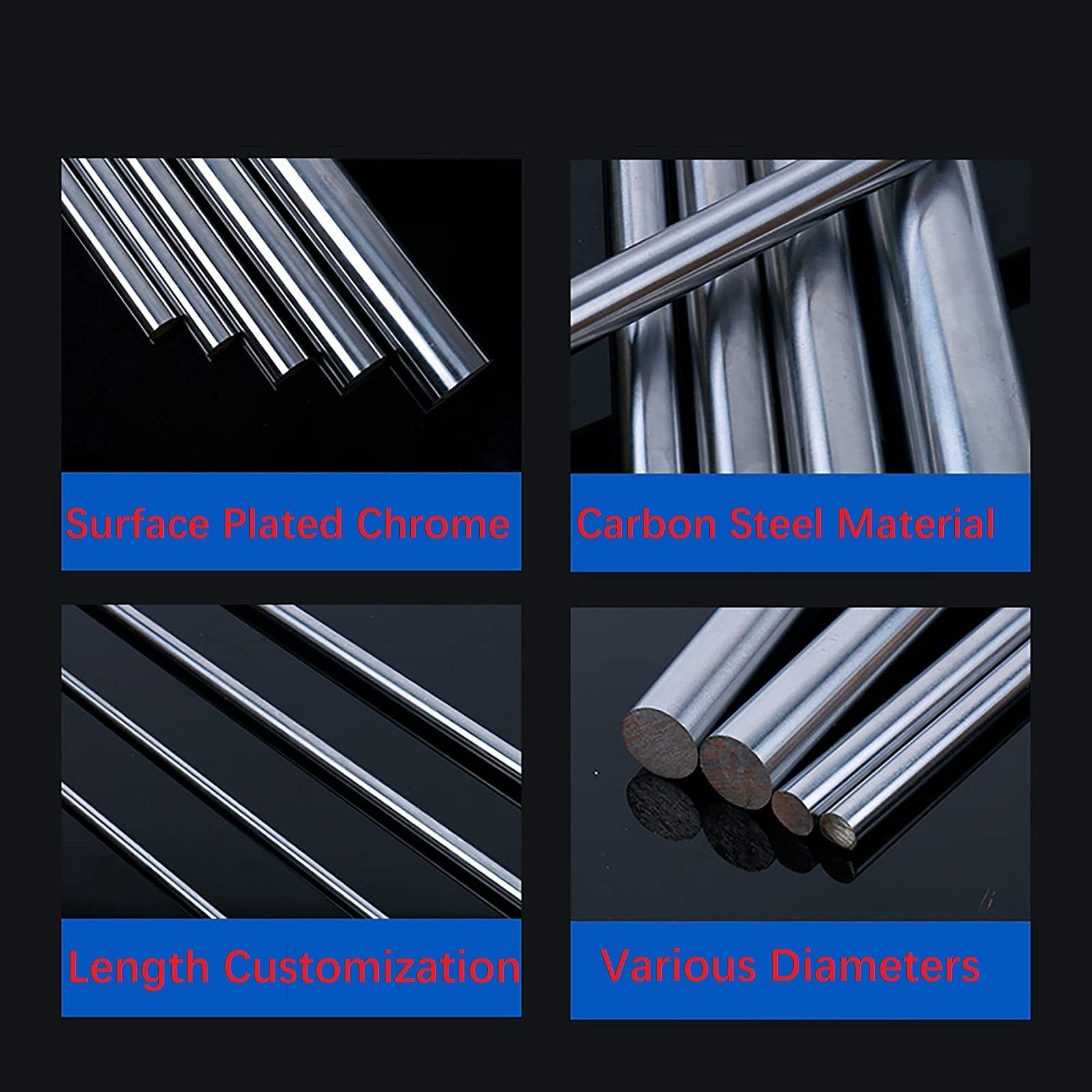 Linear Motion Rod Shaft Guide 8mm x 300mm Case Hardened Chrome Plated for 3D …