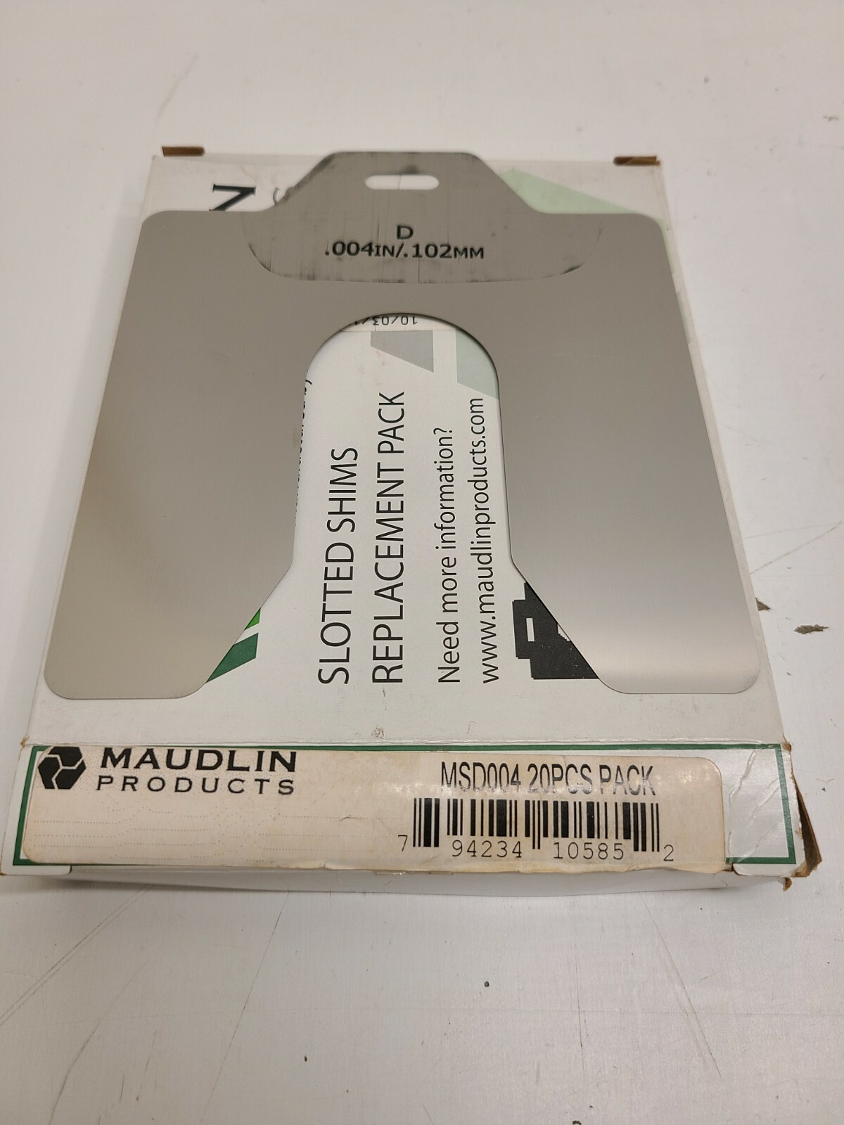 BOX OF (20) NEW OLD STOCK! MAUDLIN 5″x5″x0.004″ STAINLESS SLOTTED SHIM MSD004