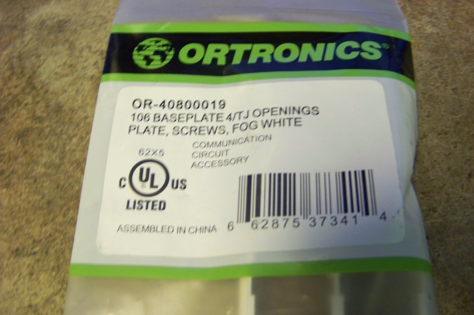 NEW Ortronics OR-40800019 106 Baseplate 4/TJ Openings, Plate,Screws, FOG WHITE