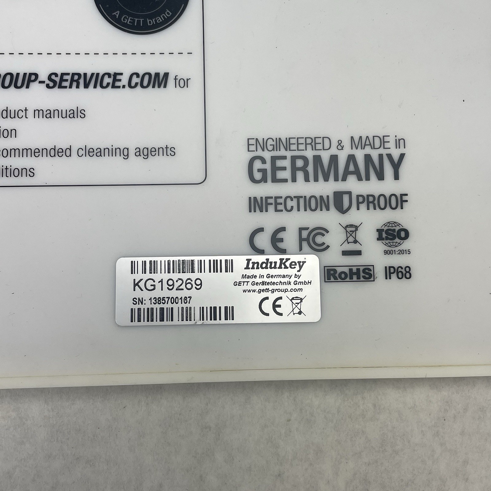 Indukey InduProof1 KG19269 Industrial Infection Proof Keyboard Tested