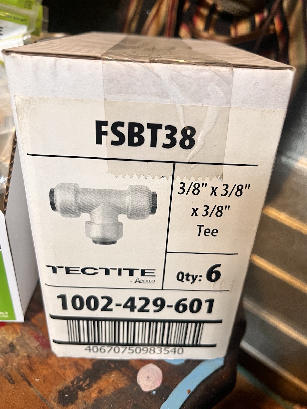 6 PCS Tectite 3/8 in. Brass Push-to-Connect Tee FSBT38