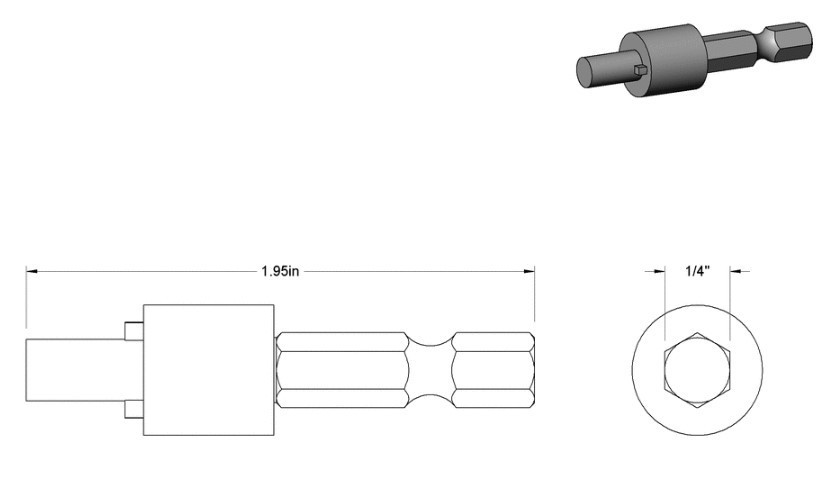 500-4 E-Z Lok Drive Tool RH Thread 5/16-18, 5/16-24,3/8-16, 3/8-24, 1/4 Hex Shk