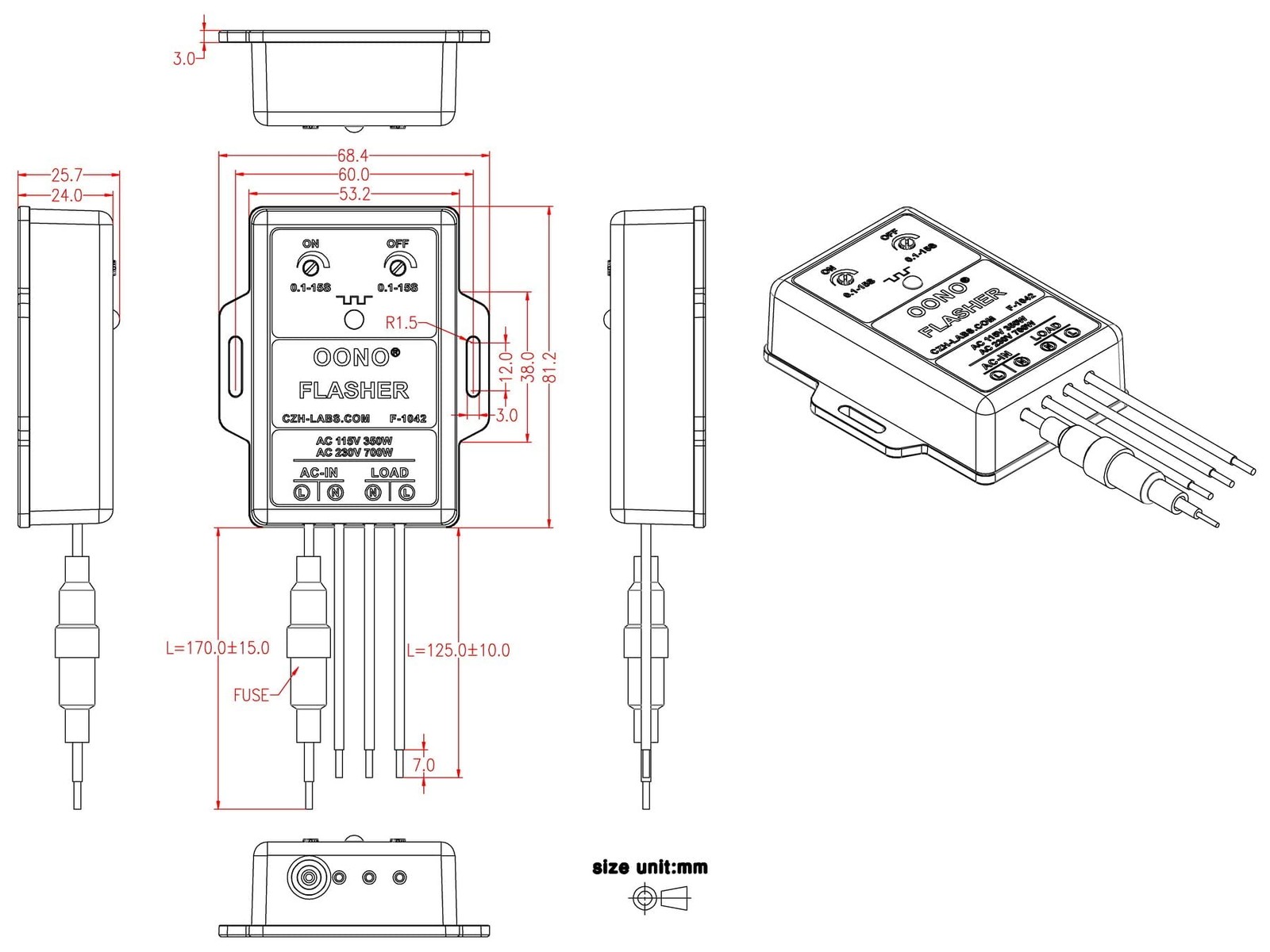 AC 100-240V 3Amp Blinking Flasher Module