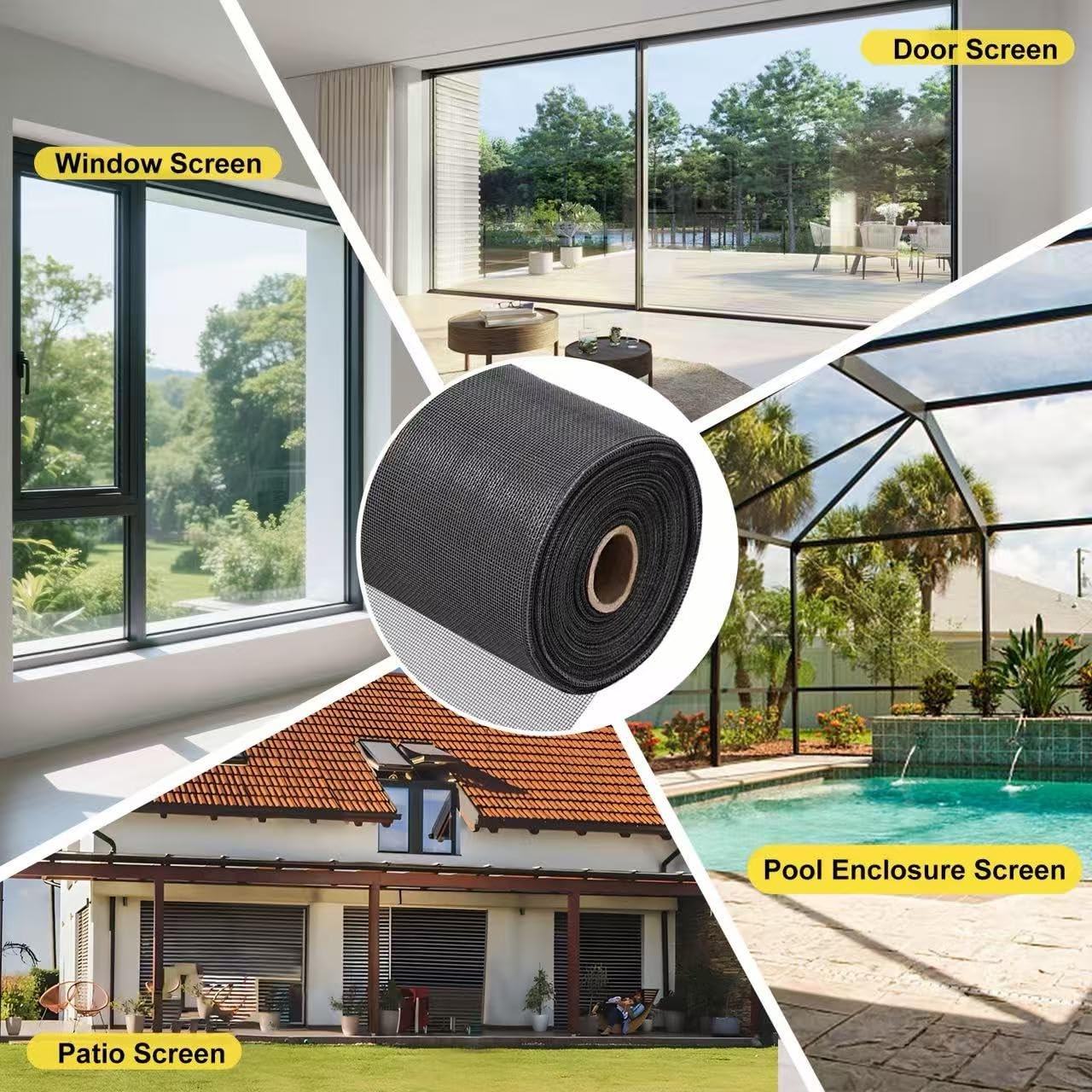 Screen Mesh Fiberglass Window Screen Roll 48 in 100ft Bug Proof Replacement Gray