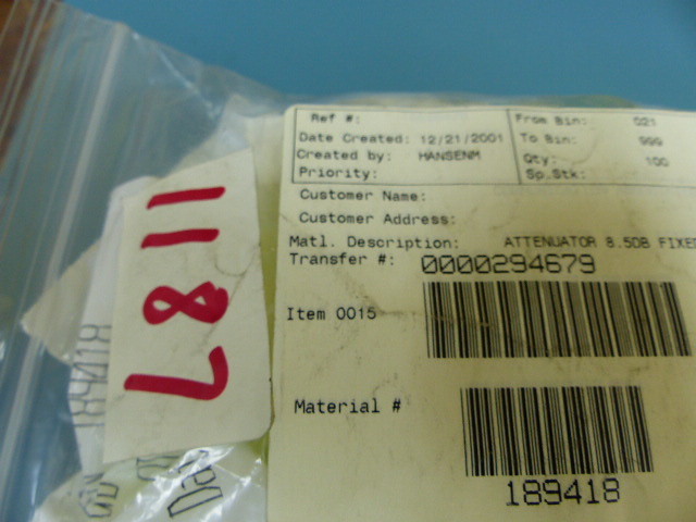 Scientific Atlanta 189418 Qty of 20 per Lot 8.5dB ATTENUATOR TO5 860MHZ 75 O