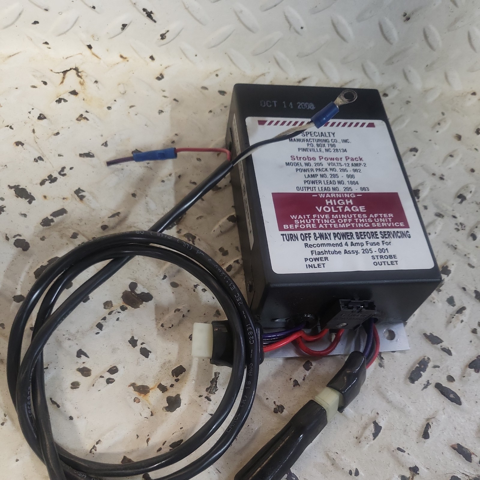 SPECIALTY MANUFACTURING STROBE POWER PACK Model 205 12v 2amp🚨SHIPS FREE🚨