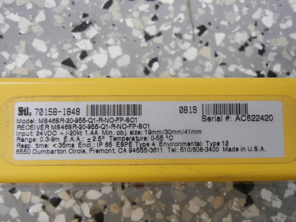 STI MS46SR-20-955-Q1-R-NO-FP-SC1 / MS46-20-955-Q-X-SC1 USED LIGHT CURTAIN SET
