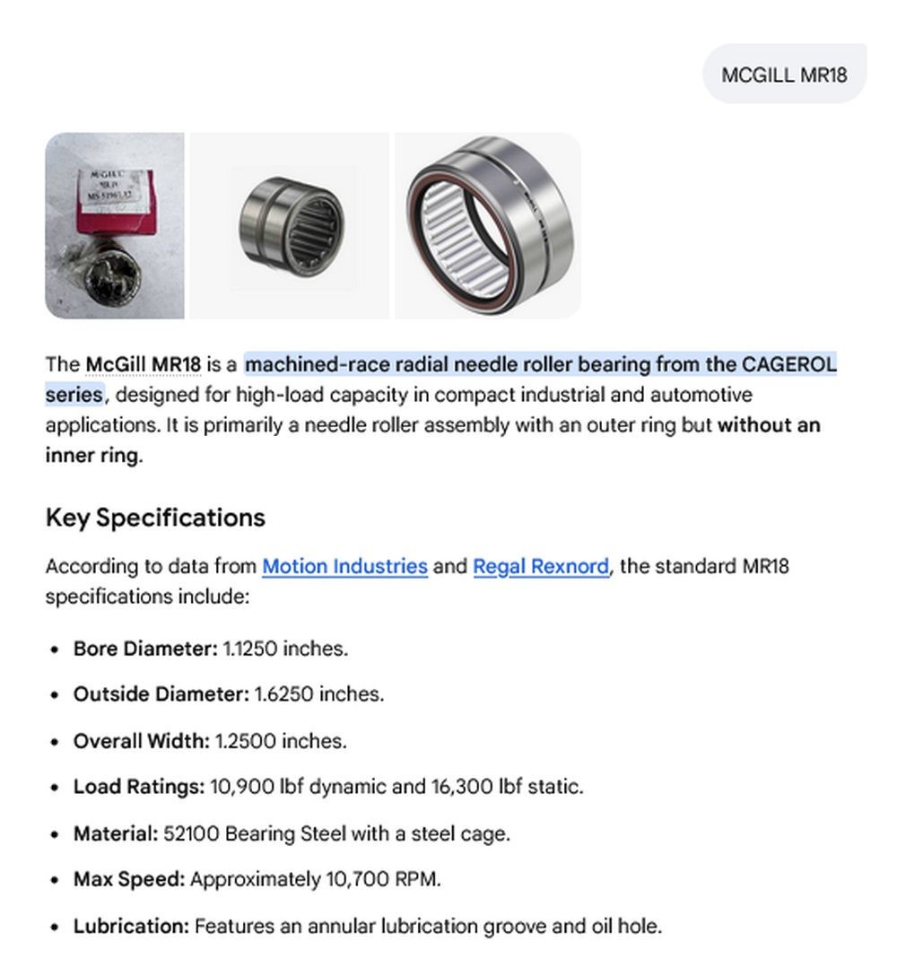 1 NEW MCGILL MR18 MACHINED RACE RADIAL NEEDLE ROLLER BEARING NIB **MAKE OFFER**