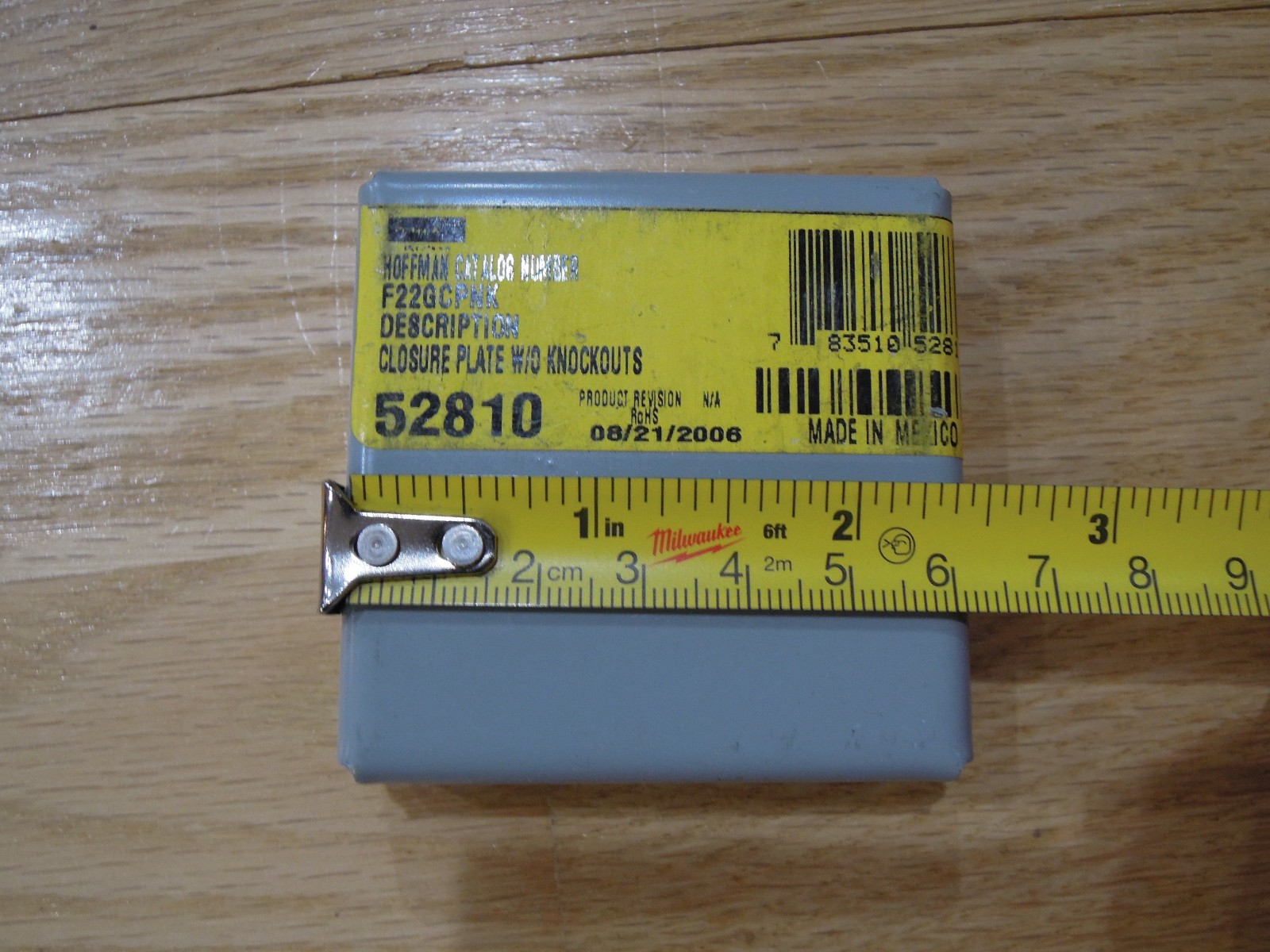HOFFMAN F22GCPNK Closure Plate Wireway 2.50in H x 2.50in L 32FN71