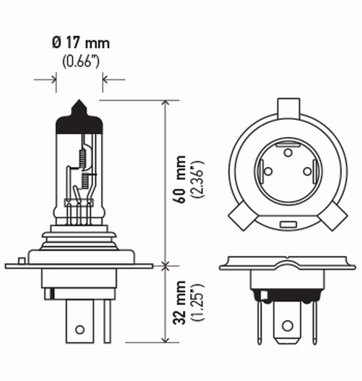 HELLA H4TB Standard Halogen Bulbs, 12 V, 60/55W