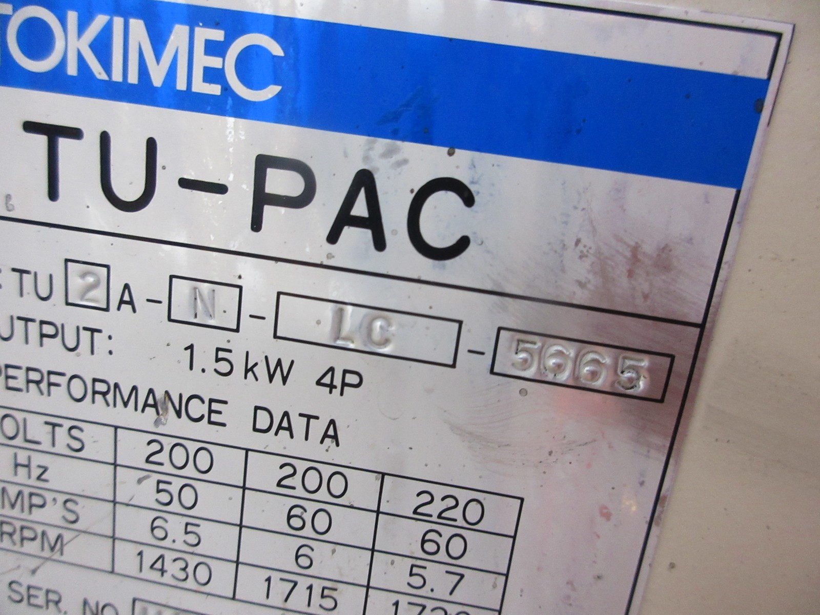 TOKIMEC TU-PAC TU2A-N-LC-5665 HPP-VB2V-F8A3-033 OKUMA HYDRAULIC OIL MOTOR UNIT