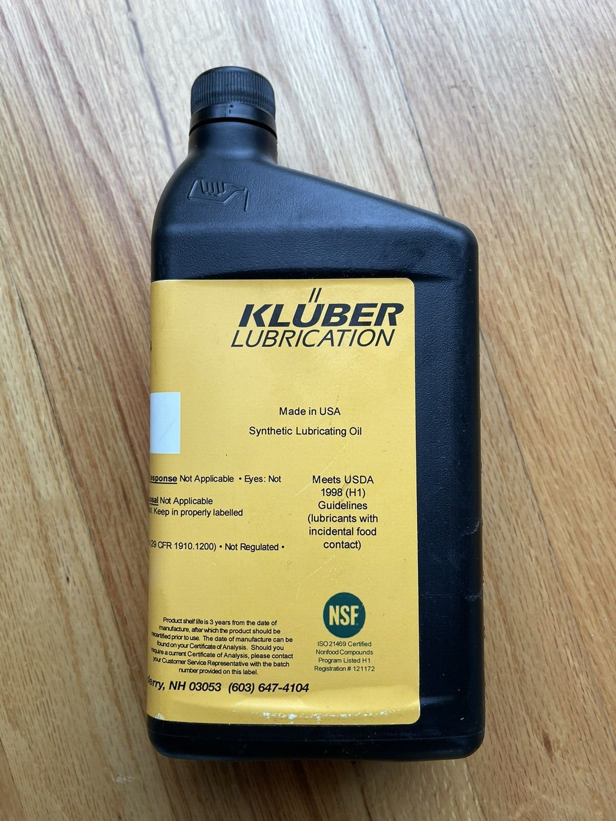 Kluberoil 4 UH1-150N Food Grade Synthetic Gear Oil – Two 1 Liter Bottles – NEW