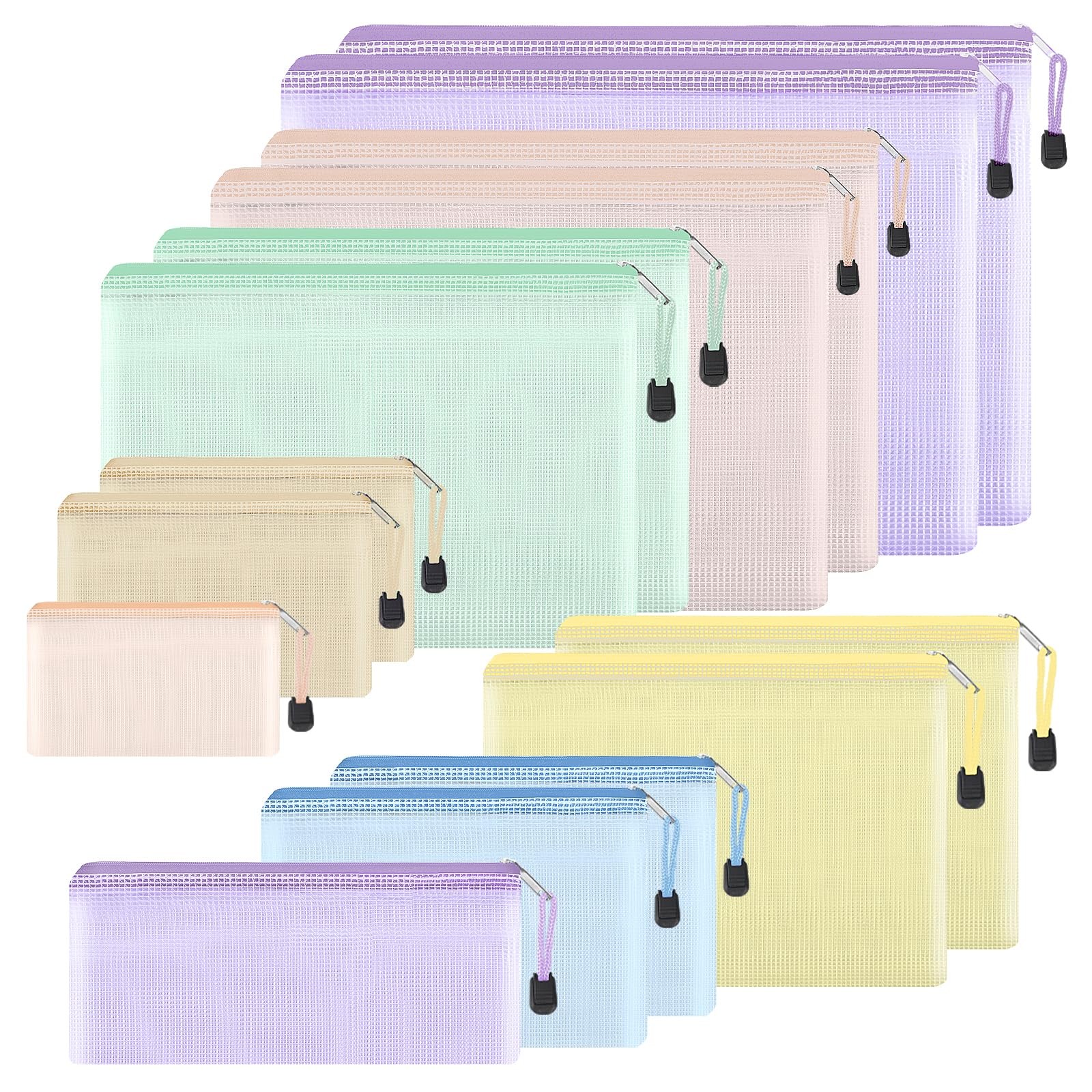 EOOUT 14pcs Mesh Zipper Pouch, 8 Sizes Waterproof 8 sizes, 7 Colors