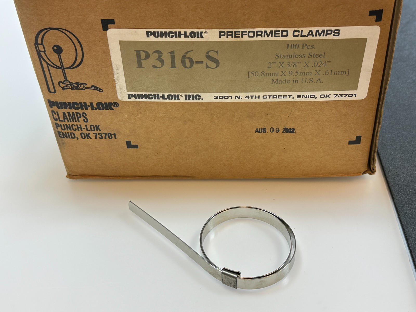 🇺🇸 Punch-Lok USA 100PC BOX P-316-S Preformed Clamps Stainless Steel 2″ x 3/8″
