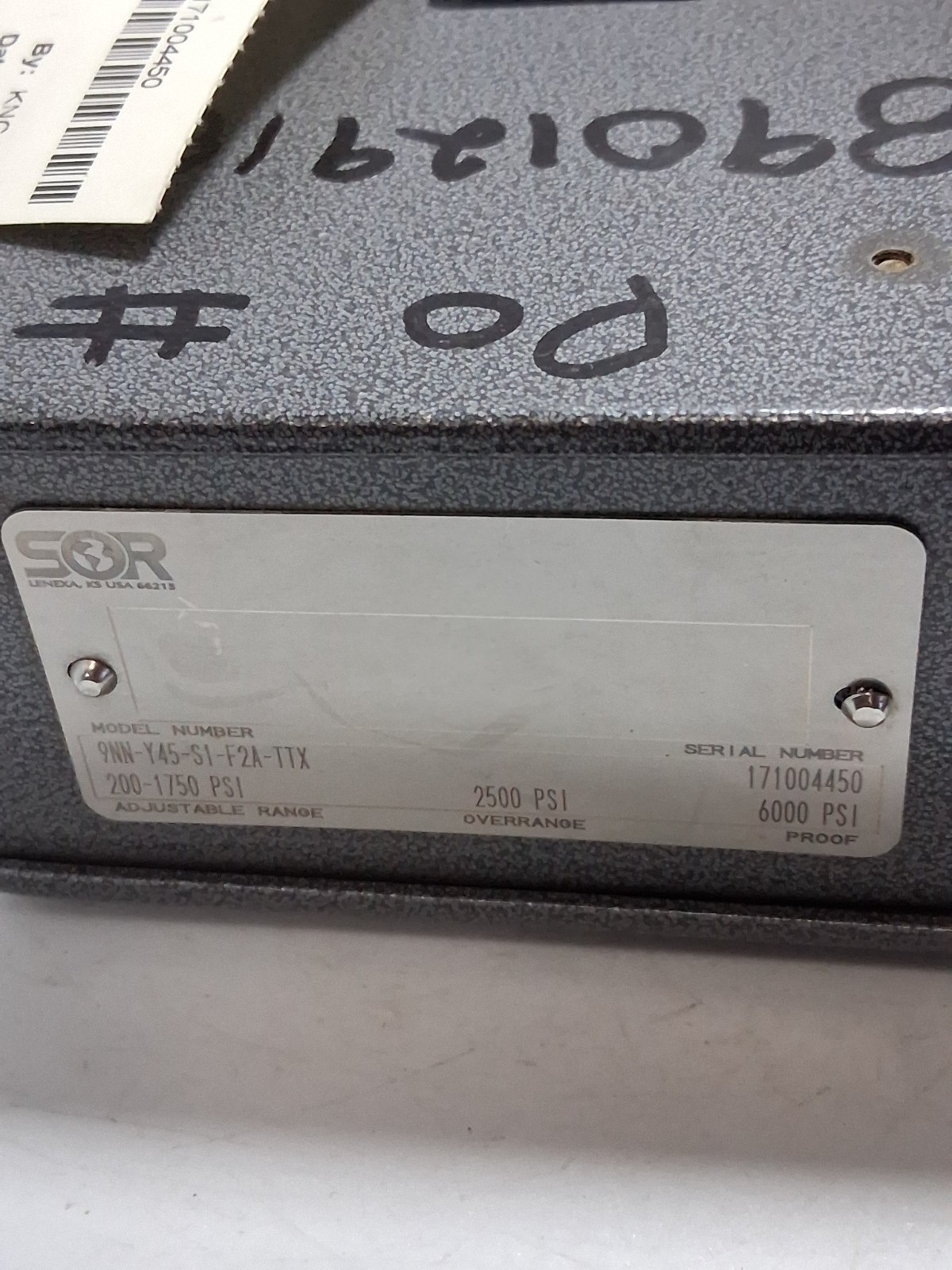 SOR 9NN-Y45-S1-F2A-TTX PRESSURE SWITCH 200-1750PSI ADJUSTABLE RANGE NNB