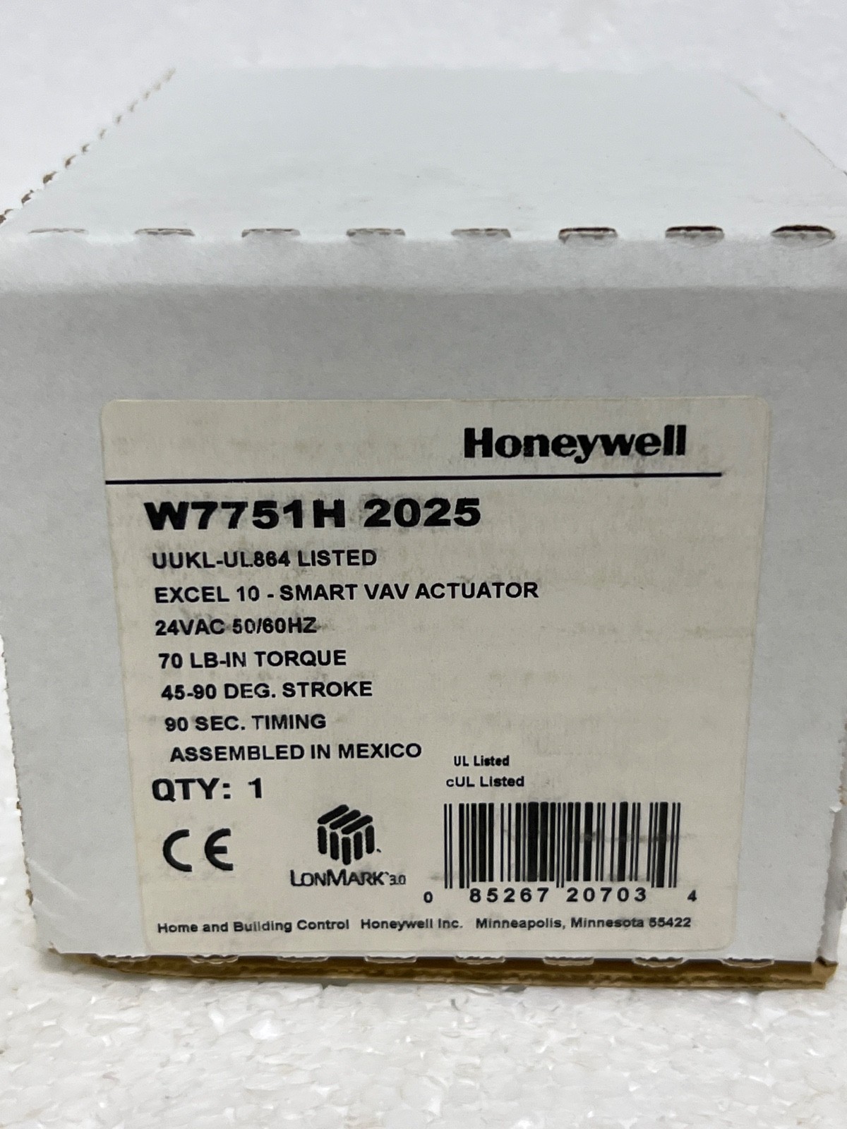 Honeywell W7751H 2025 Excel-10 Smart Vav Actuator
