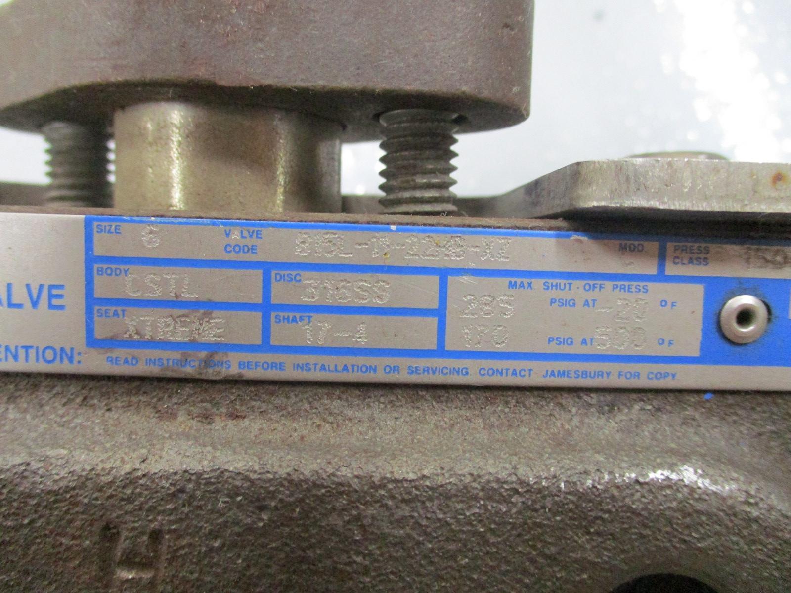 Jamesbury 6-815L-11-22HB-XZ Wafer-Sphere Valve 6″