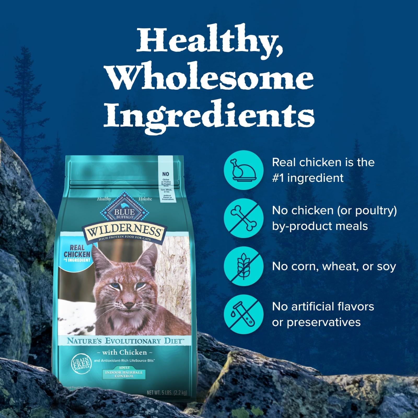 Blue Buffalo Wilderness High-Protein, Grain-Free Natural Dry Food, Chicken, 11lb