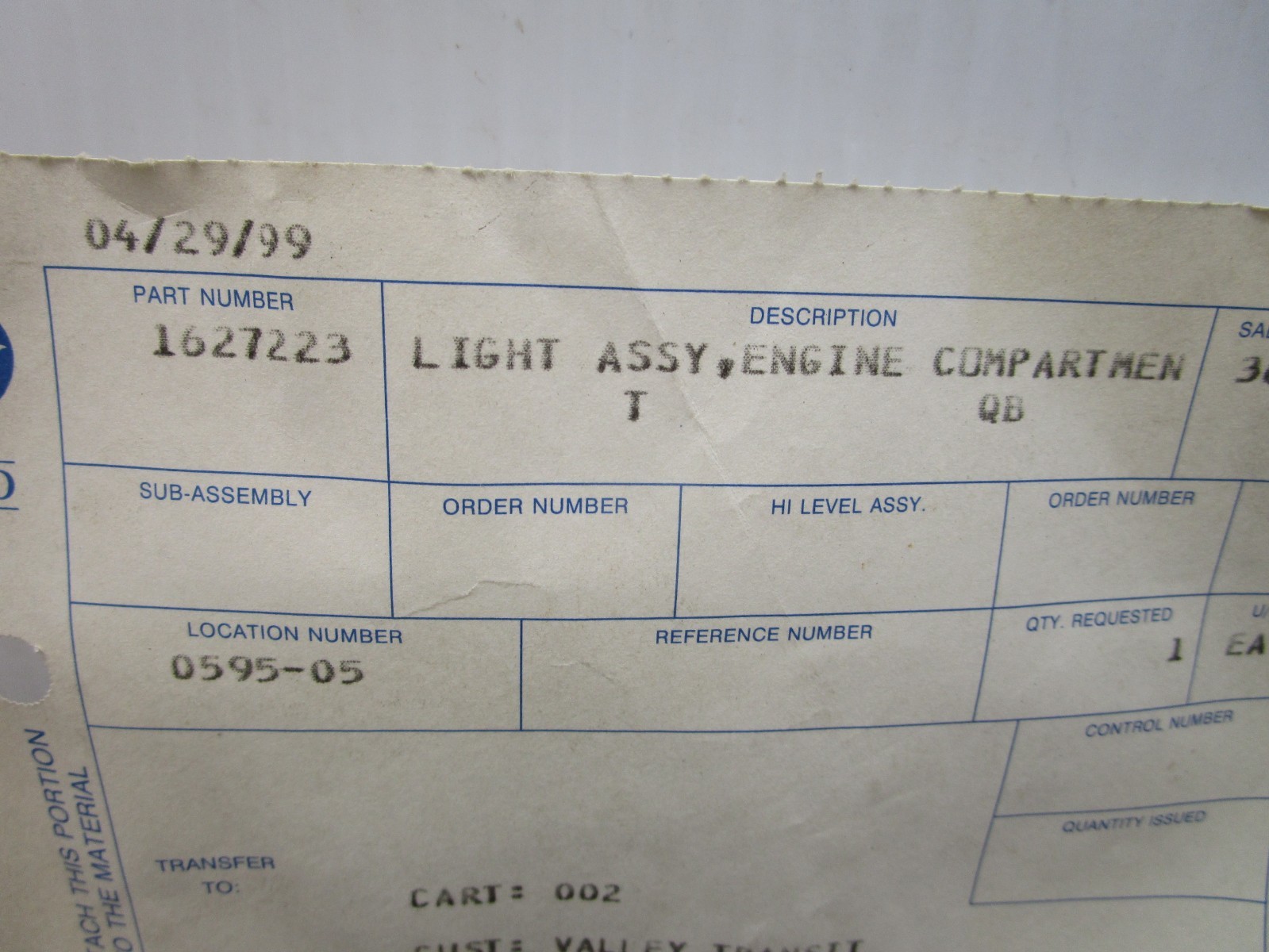 Bluebird 1627223 Lamp Assembly Engine Compartment Arrow 35