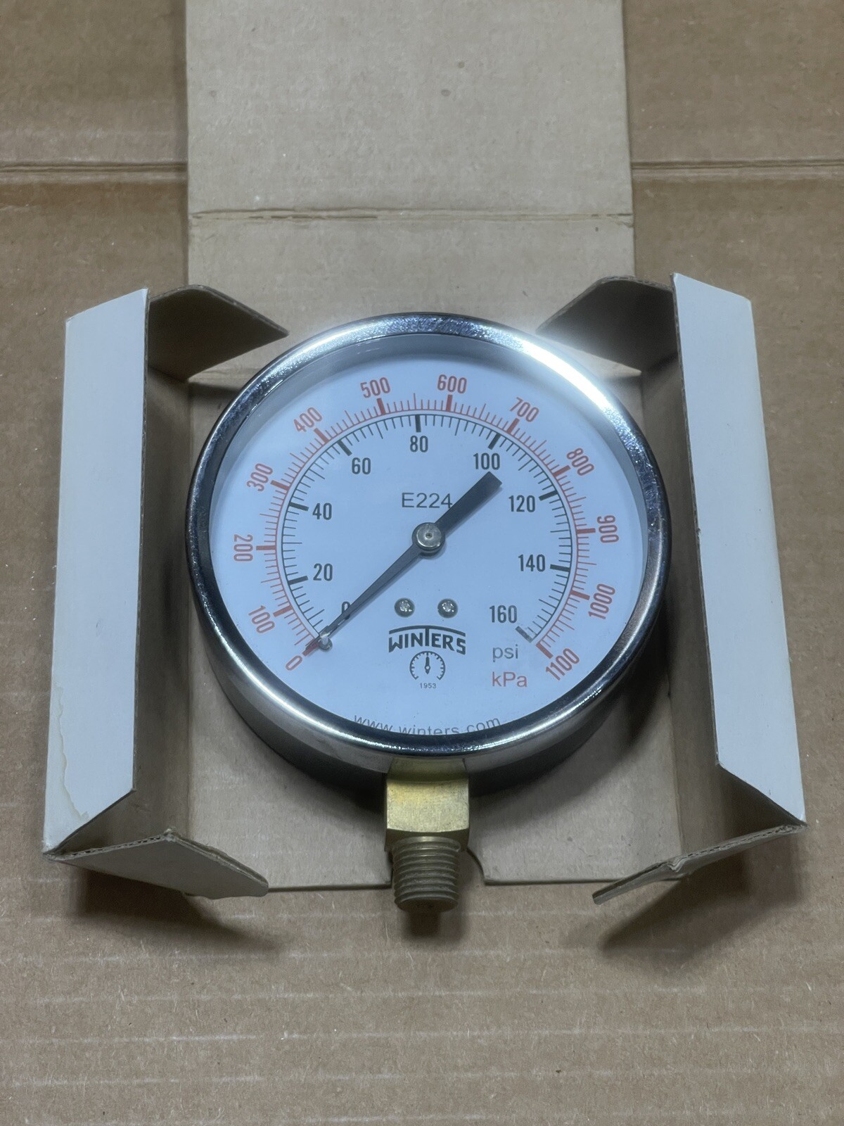 Winters E224 Pressure Gauge 0-160 PSI 0-1100kPa