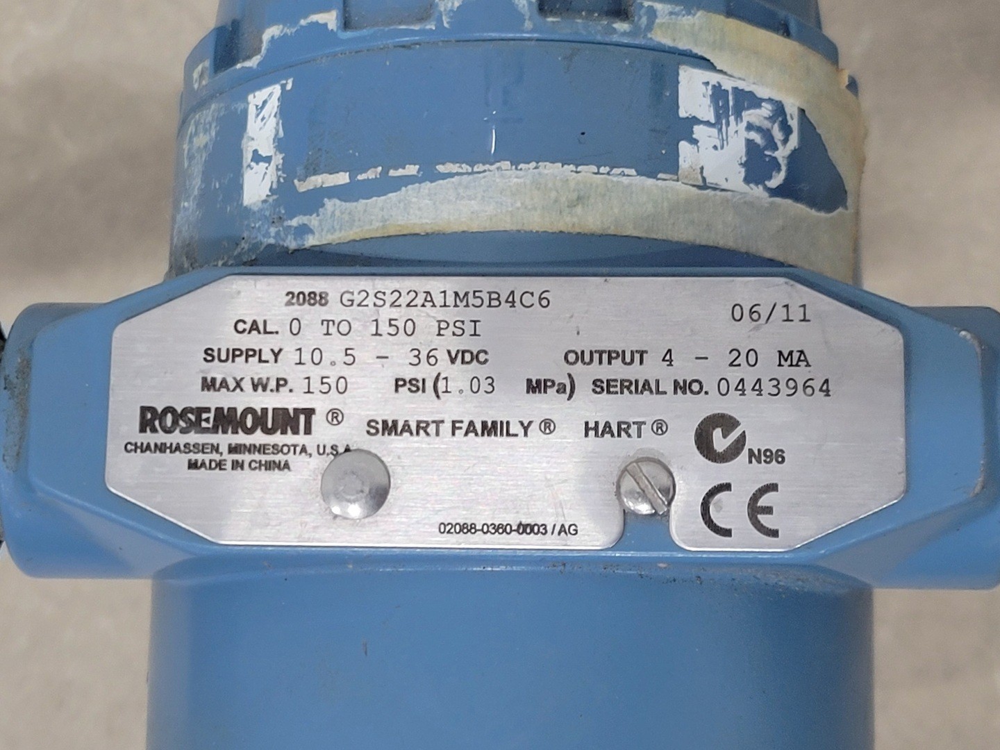 FISHER-ROSEMOUNT 3-15 PSIG Absolute and Gage Pressure Transmitter 2088 G2S22A1M5