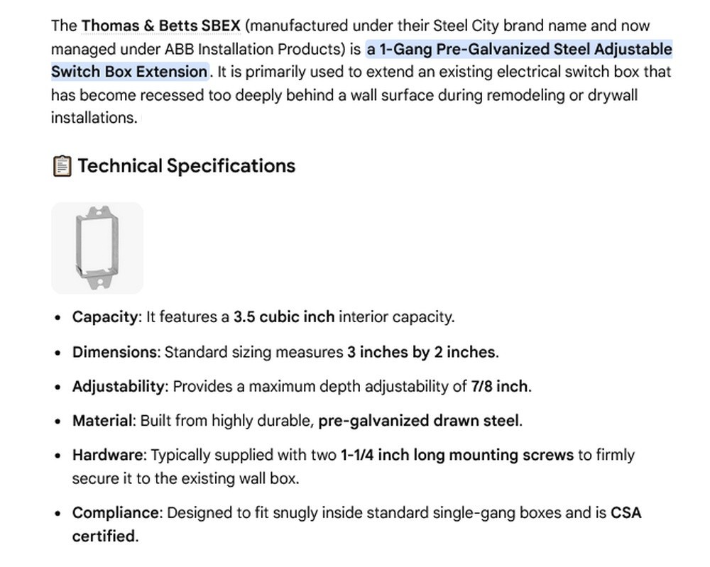 2 NEW THOMAS & BETTS SBEX SWITCH BOX EXTENTION NNB ***MAKE OFFER***