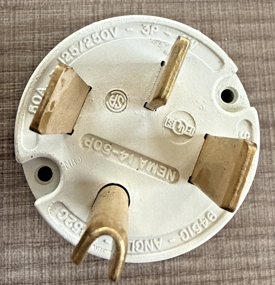 Hubbell Wiring Device Straight 9451C Angle 9452C Nema 14-50P 50A 125/250V 3P 4W