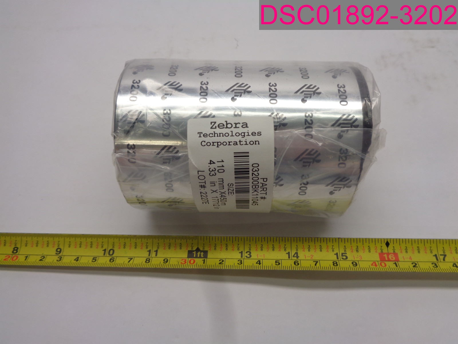QTY=6 Rolls; Zebra 03200BK11045 Wax/Resin Ribbon 4.33″ x 1476′ (110mm x 450m)