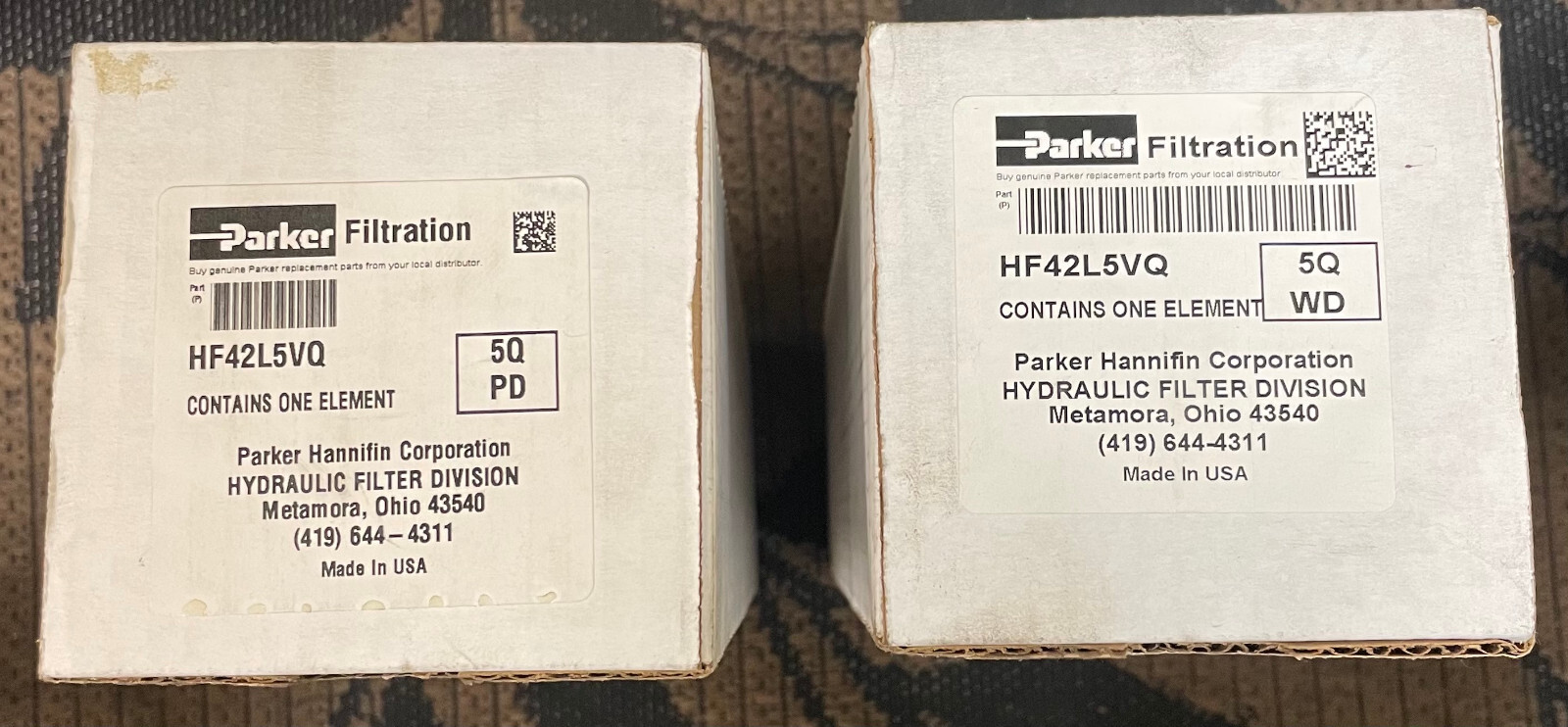 (2) Parker Filter Element HF42L5VQ (5Q PD) & (5Q WD) Hydraulic Filter