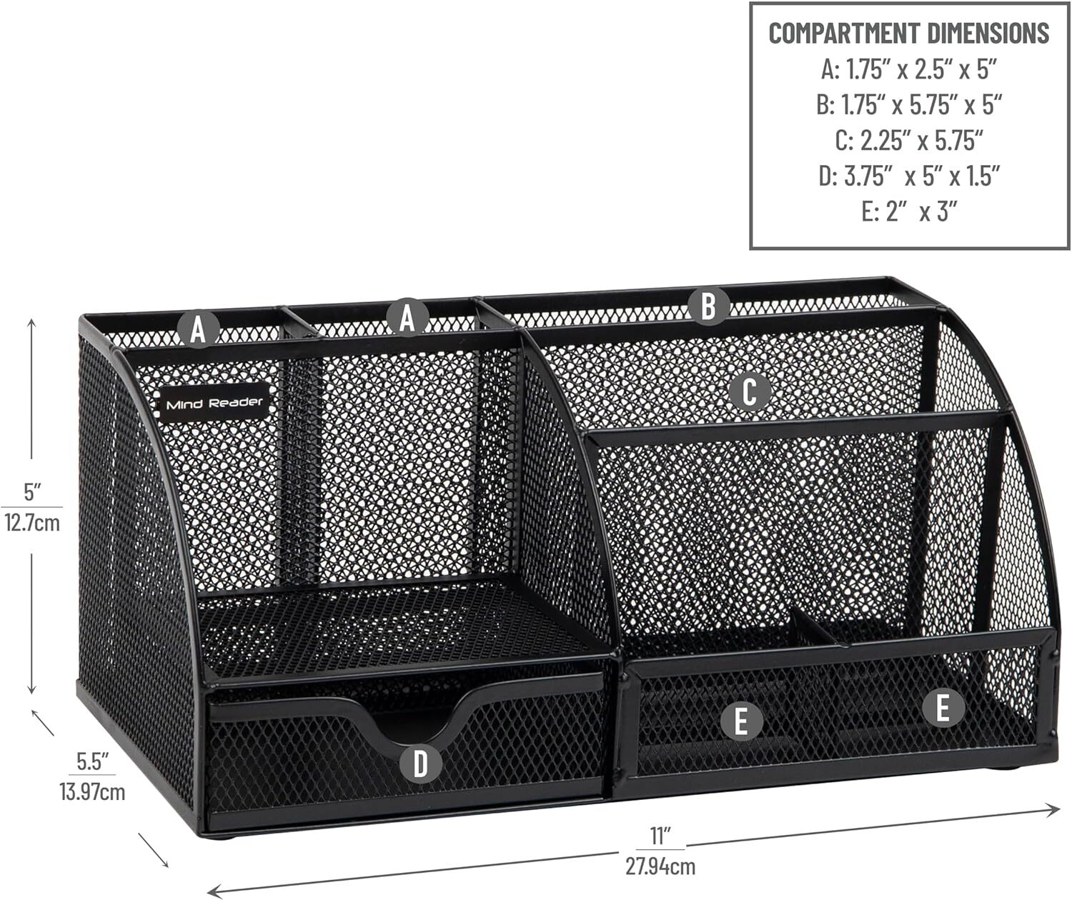 Mind Reader Desktop Organizer, File Storage, Accessory Black