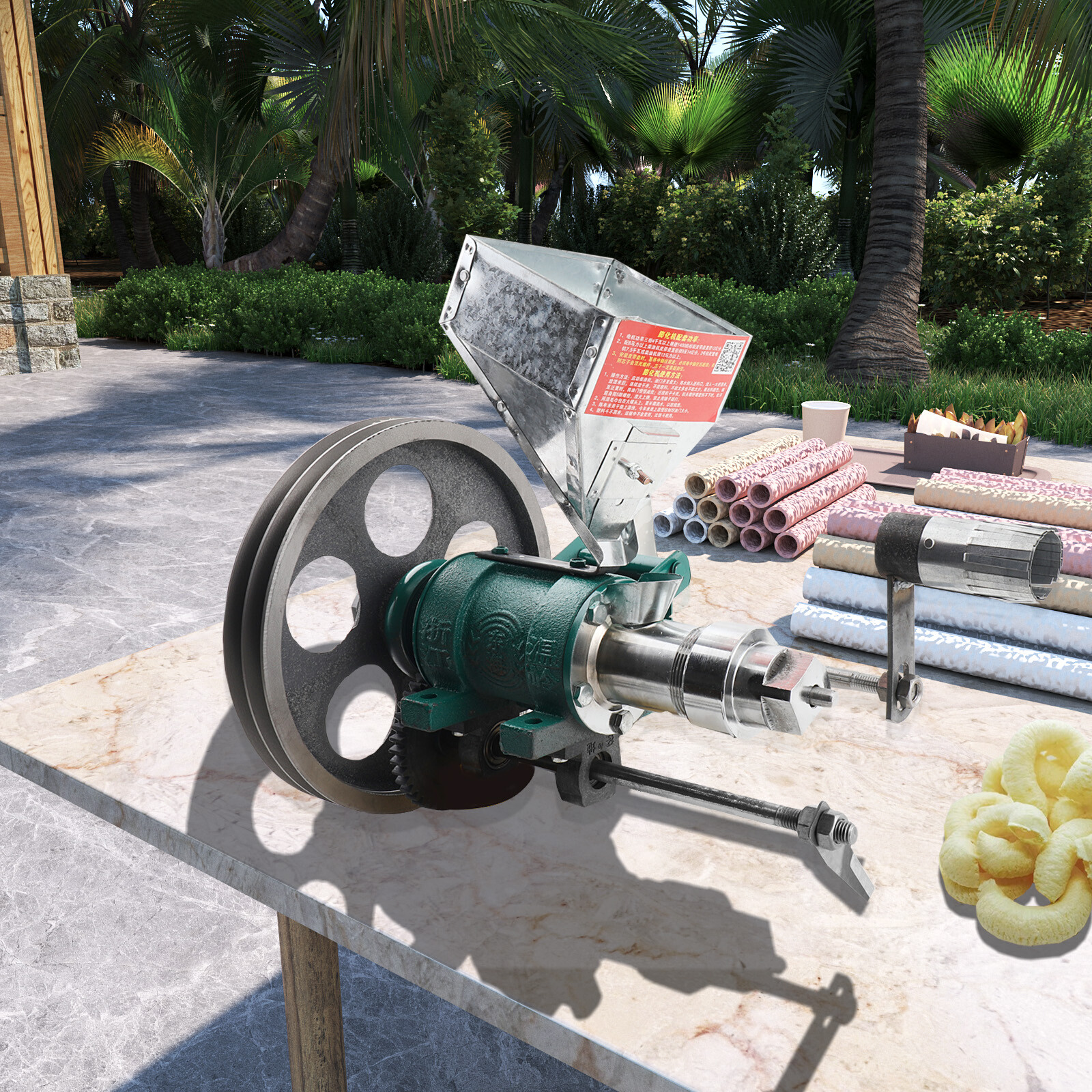 Puffed Food Extruder for Making Cornflakes, Hollow Sticks Made of Corn and Rice