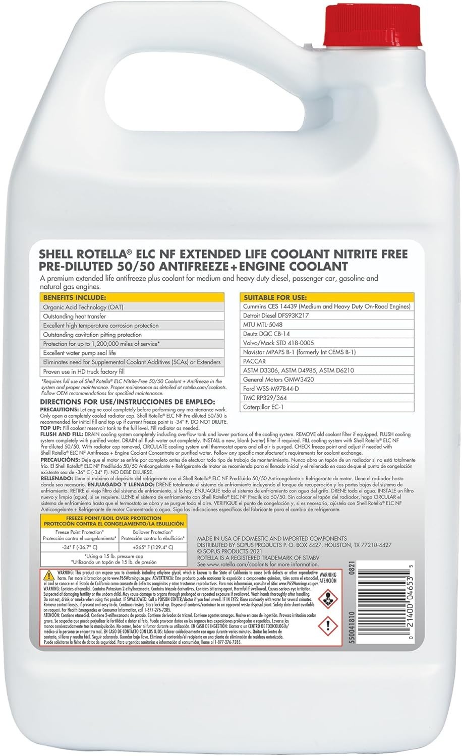 Nitrite-Free Extended Life Anti-Freeze + Coolant, Pre-Diluted 50/50, 1 Gallon