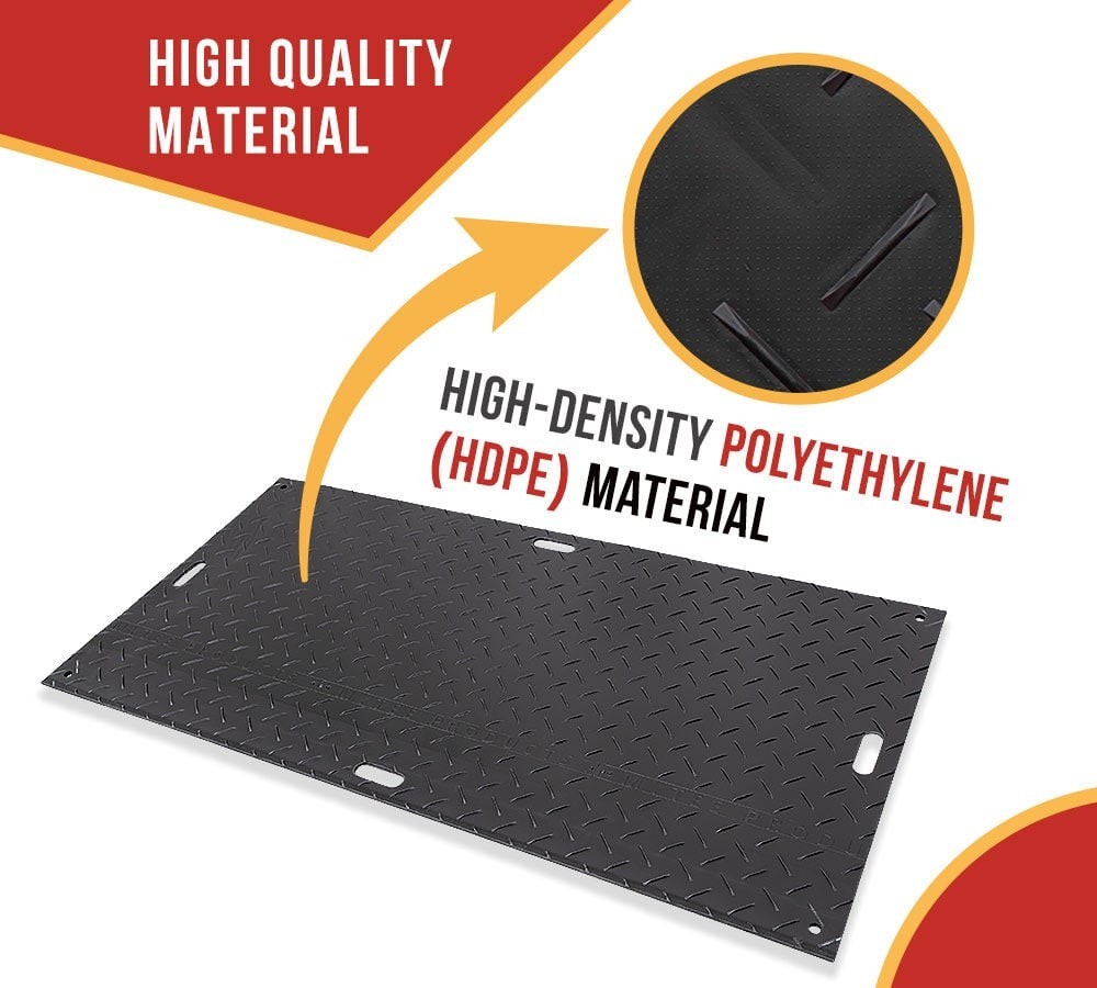 New Bulk Ground Protection Diamond Mats 95″ x 42″ Diamond Plate HDPE w/brackets