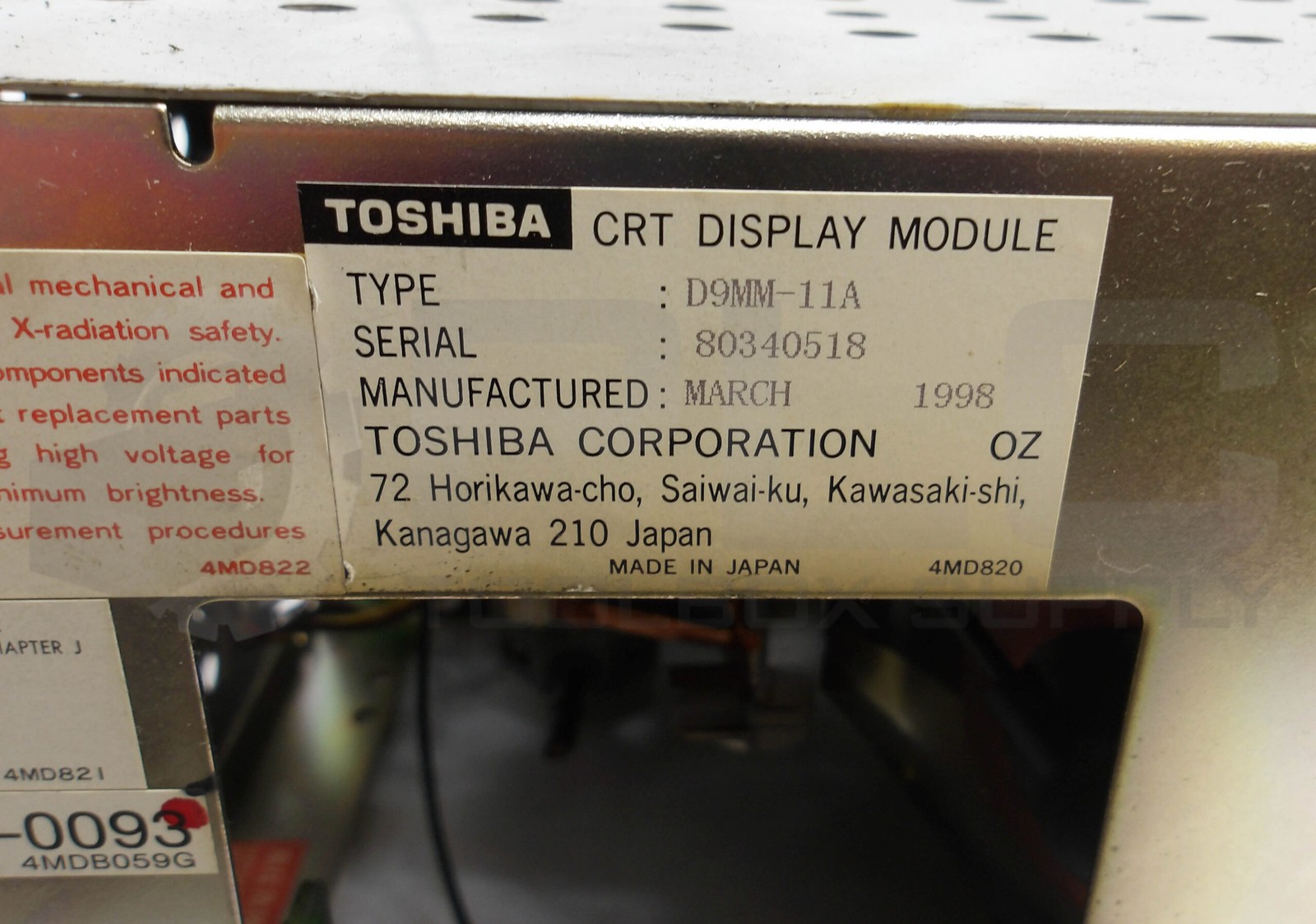 FANUC TOSHIBA A61L-0001-0093 MONITOR DISPLAY W/ D9MM-11A CRT DISPLAY MODULE 18-M