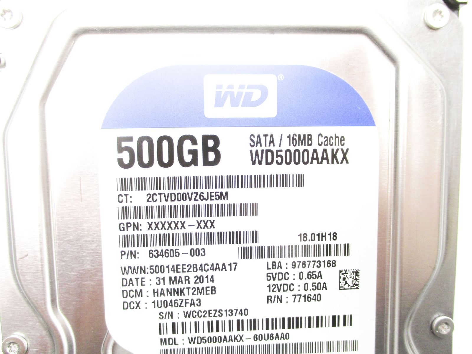 WD BLUE WD5000AAKX-60U6AA0 NSNP