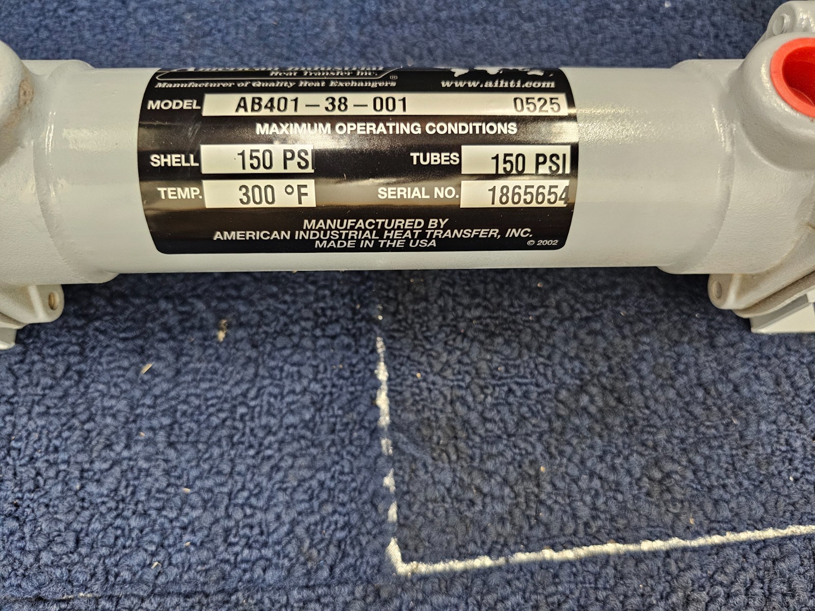 American Industrial AB-401-38-001 Heat Exchanger 150PSI Shell 300F Temp 150PSI