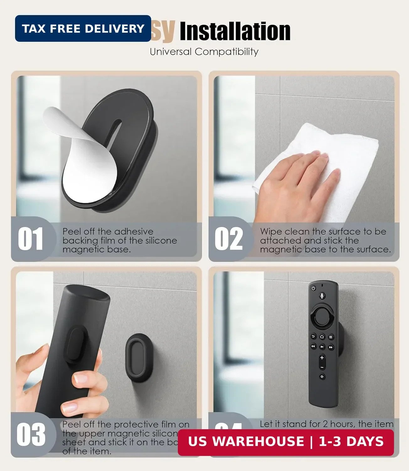 5 Pack Magnetic Remote Control Holder Wall Mount, Upgraded No Drill Self-Adhesiv
