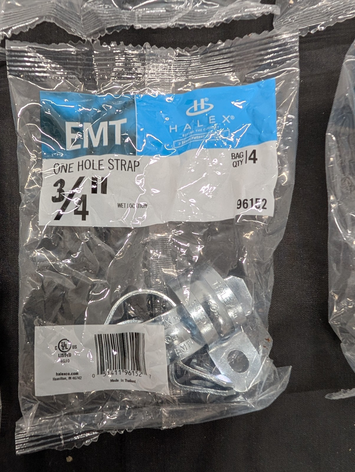 Lot 6 Bags Halex 96152 3/4″ EMT One-Hole Strap 4 In Ea Bag Total 24