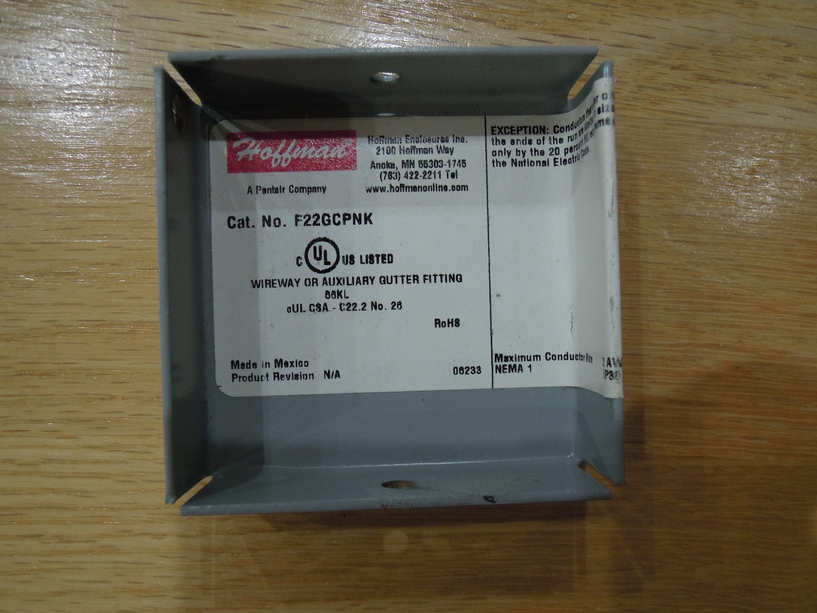 HOFFMAN F22GCPNK Closure Plate Wireway 2.50in H x 2.50in L 32FN71