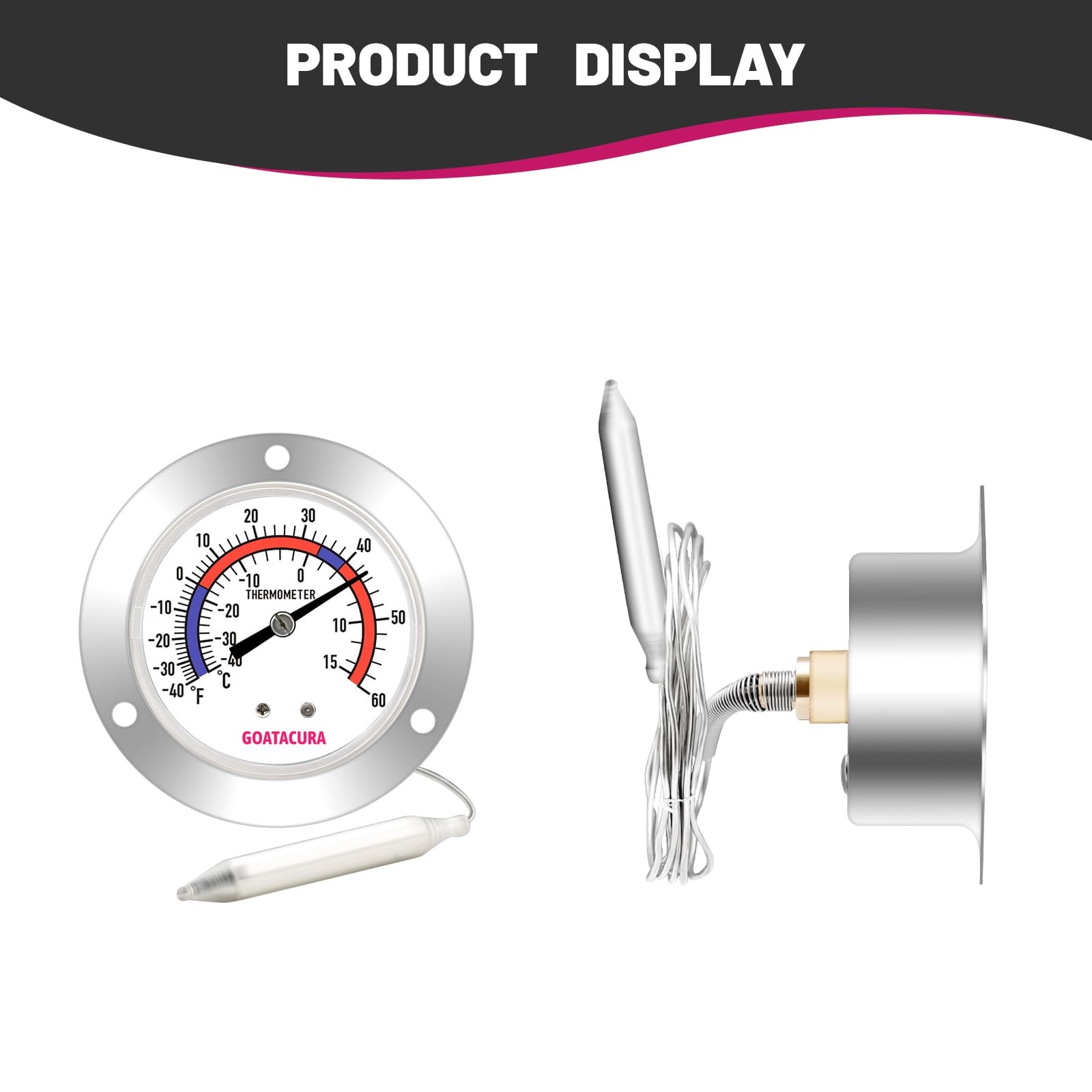 Vapor Capillary Refrigeration Thermometer, Stainless Steel Flanged Panel Moun…