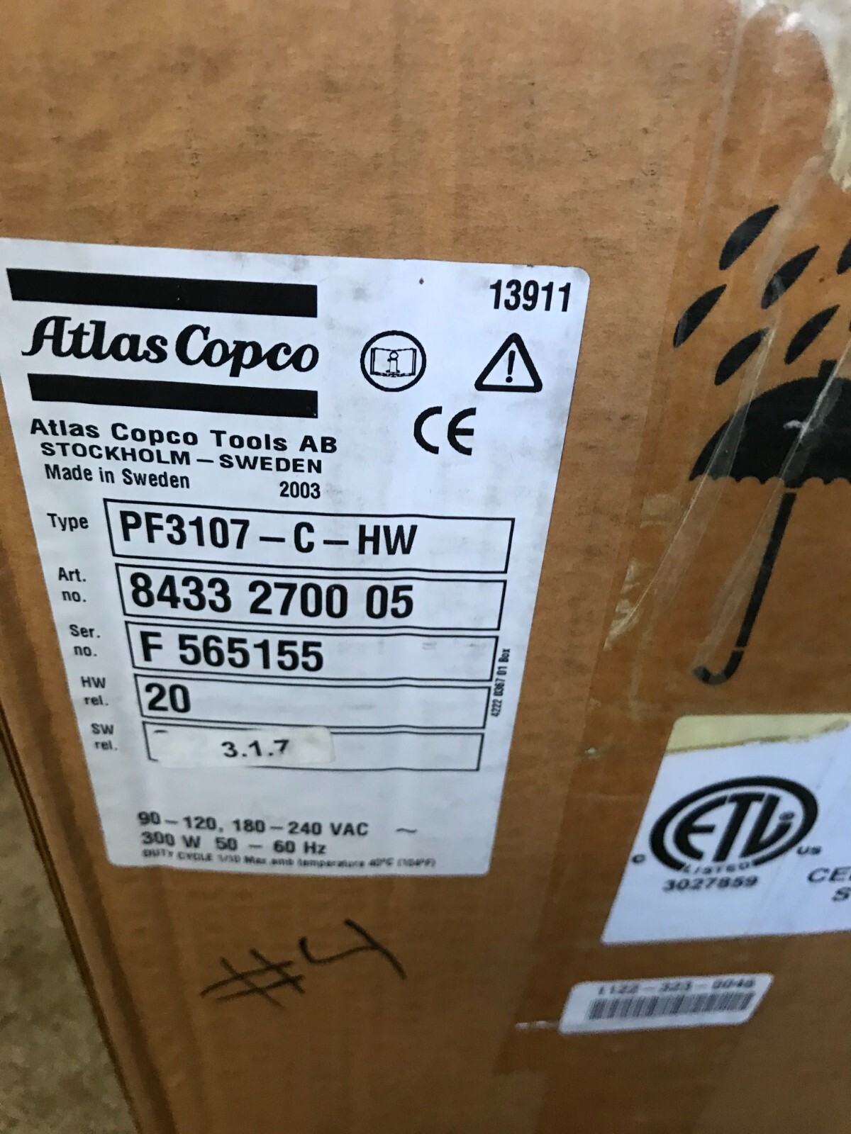 ATLAS COPCO 8433270005 TENSOR PNEUMATIC PULSOR FOCUS FINE TUNED MANUAL INPUT