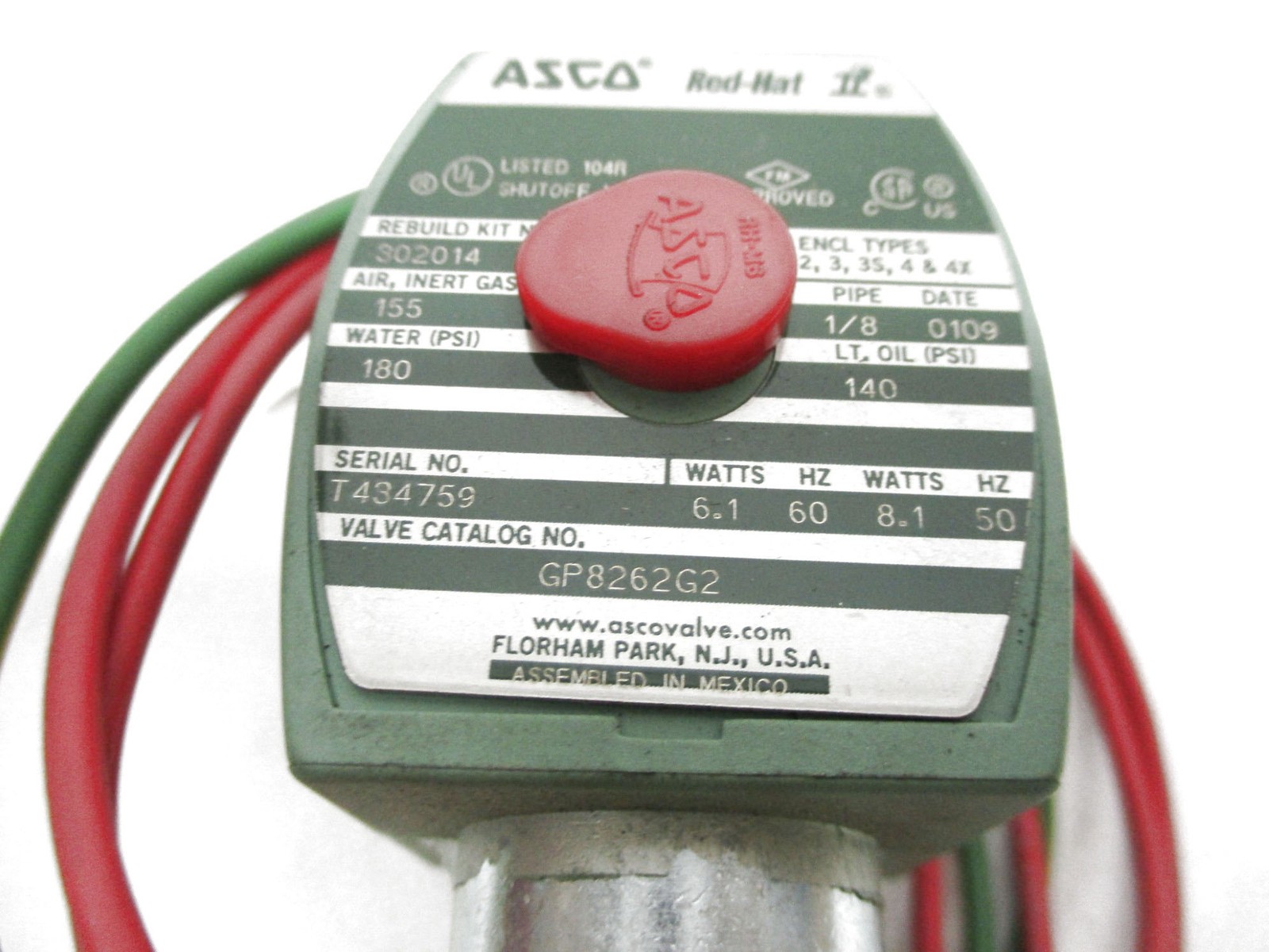 ASCO GP8262G2 120/60 110/50 180PSI NSMP