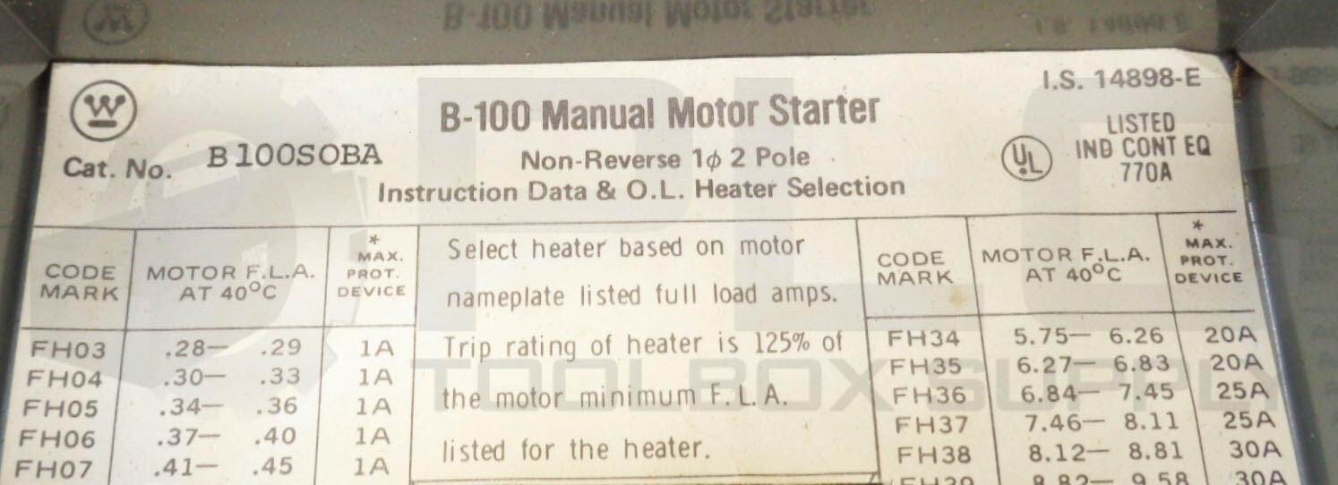 NEW WESTINGHOUSE B100S0BA MOTOR STARTER B100SOBA B100M0BA B100MOBA *READ*