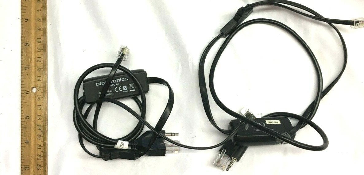 Plantronics Lot of 2 Electronic Hook Switch Cable APV=65 & APV-66 New Free Ship
