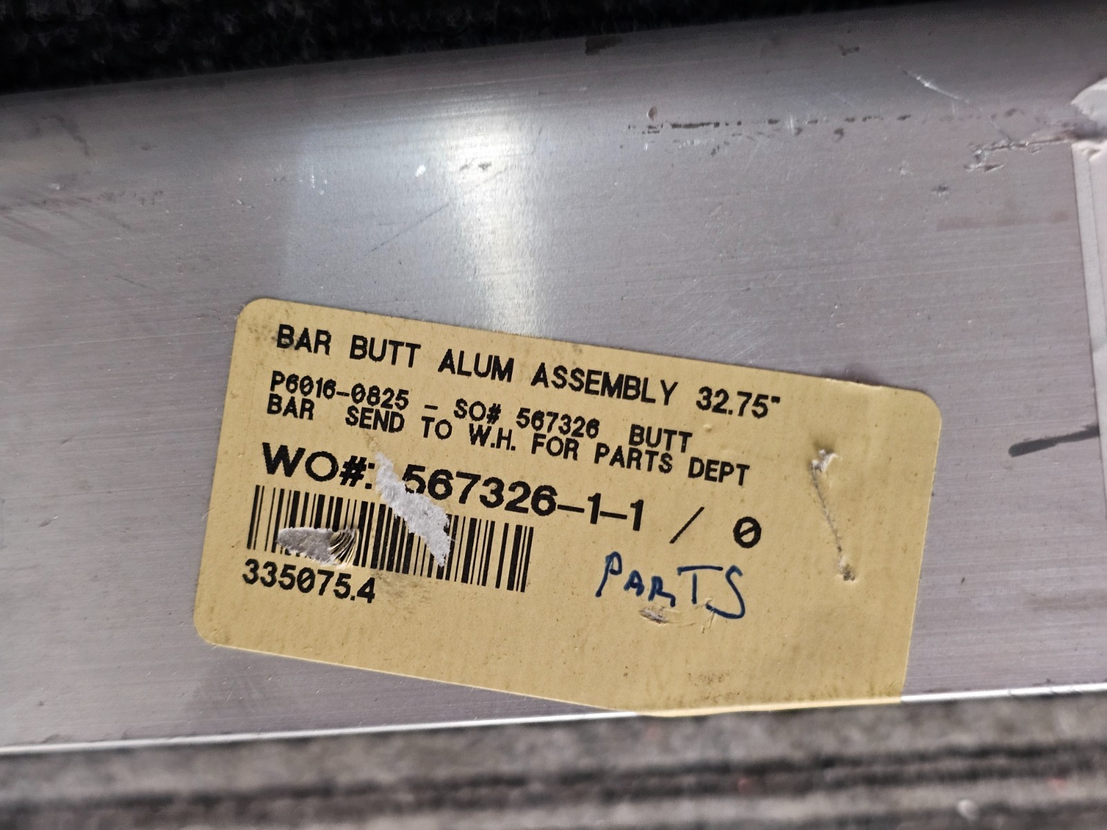 Bar Butt Aluminum Assembly 32.75″- 36″ x 2″ x 1-1/4″ P6016-0825 335075.4
