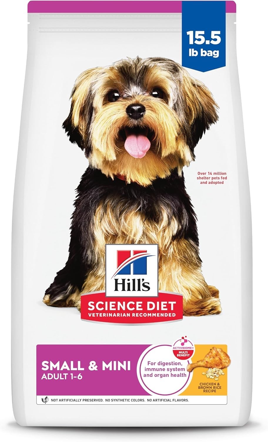 Hill’s Science Diet Adult 1-6 Small &Mini Dry Dog Food,Chicken&Brown Rice,15.5lb
