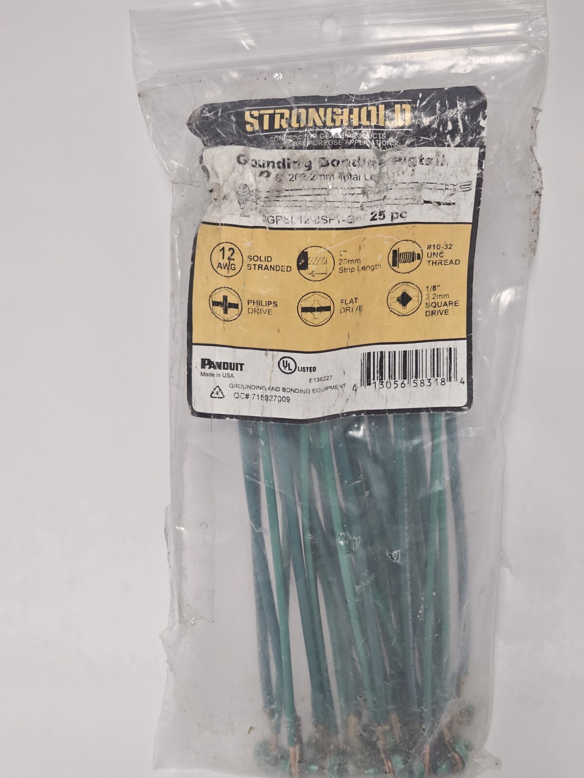 PANDUIT GROUND & BONDING PIGTAIL STRONGHOLD 12AWG 16PCS